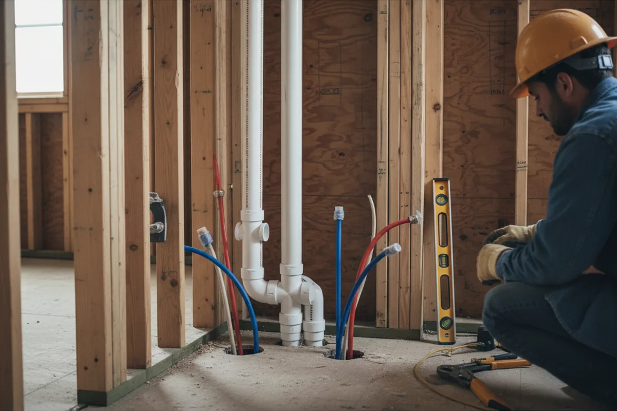 Drain and supply rough-in during Drain Cleaning in Charleston